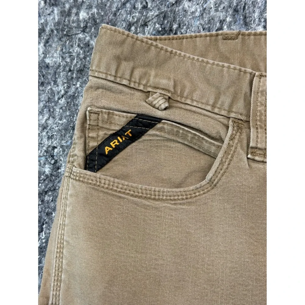 Ariat Rebar M4 Relaxed Straight Work Pants Mens 34x34 Tan Canvas Utility Cargo